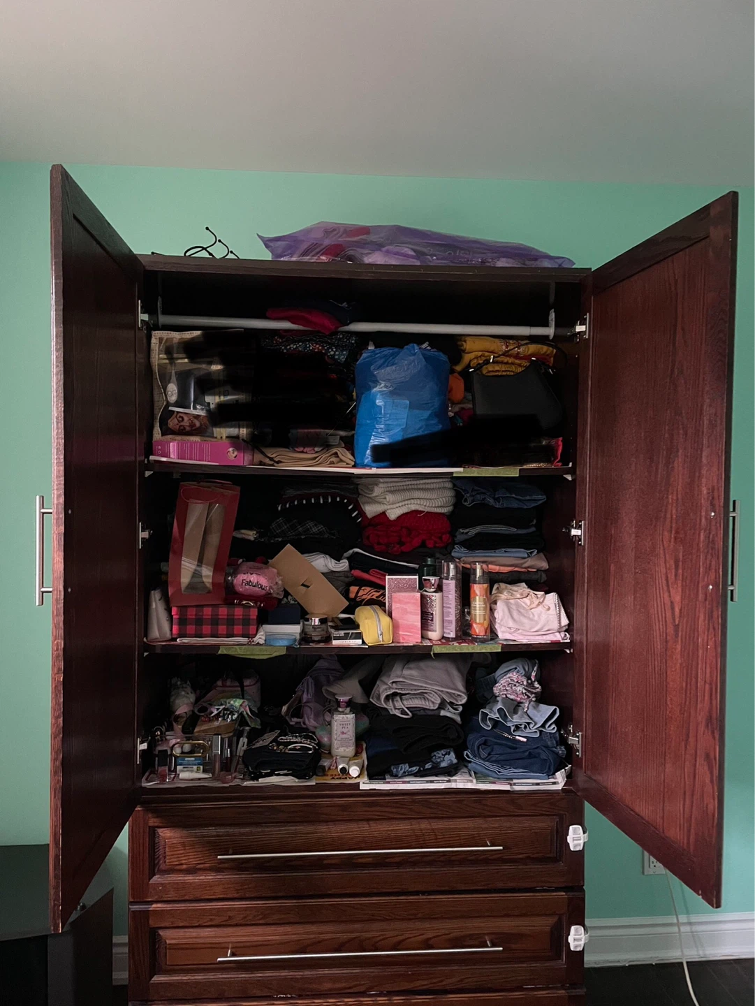 Dark Wood Armoire with Drawers (CONTENTS NOT INCLUDED) - photo 3