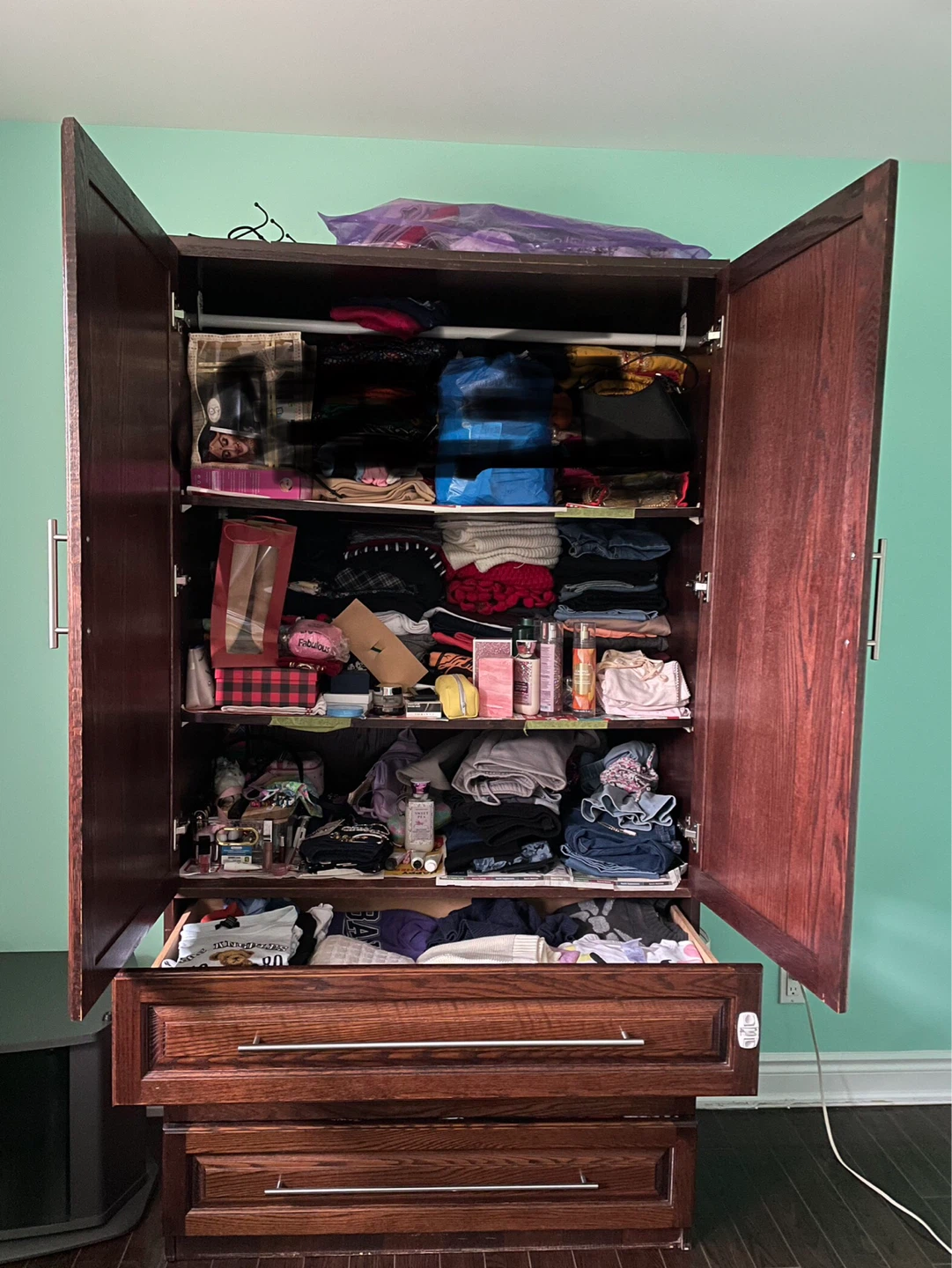 Dark Wood Armoire with Drawers (CONTENTS NOT INCLUDED) - photo 2
