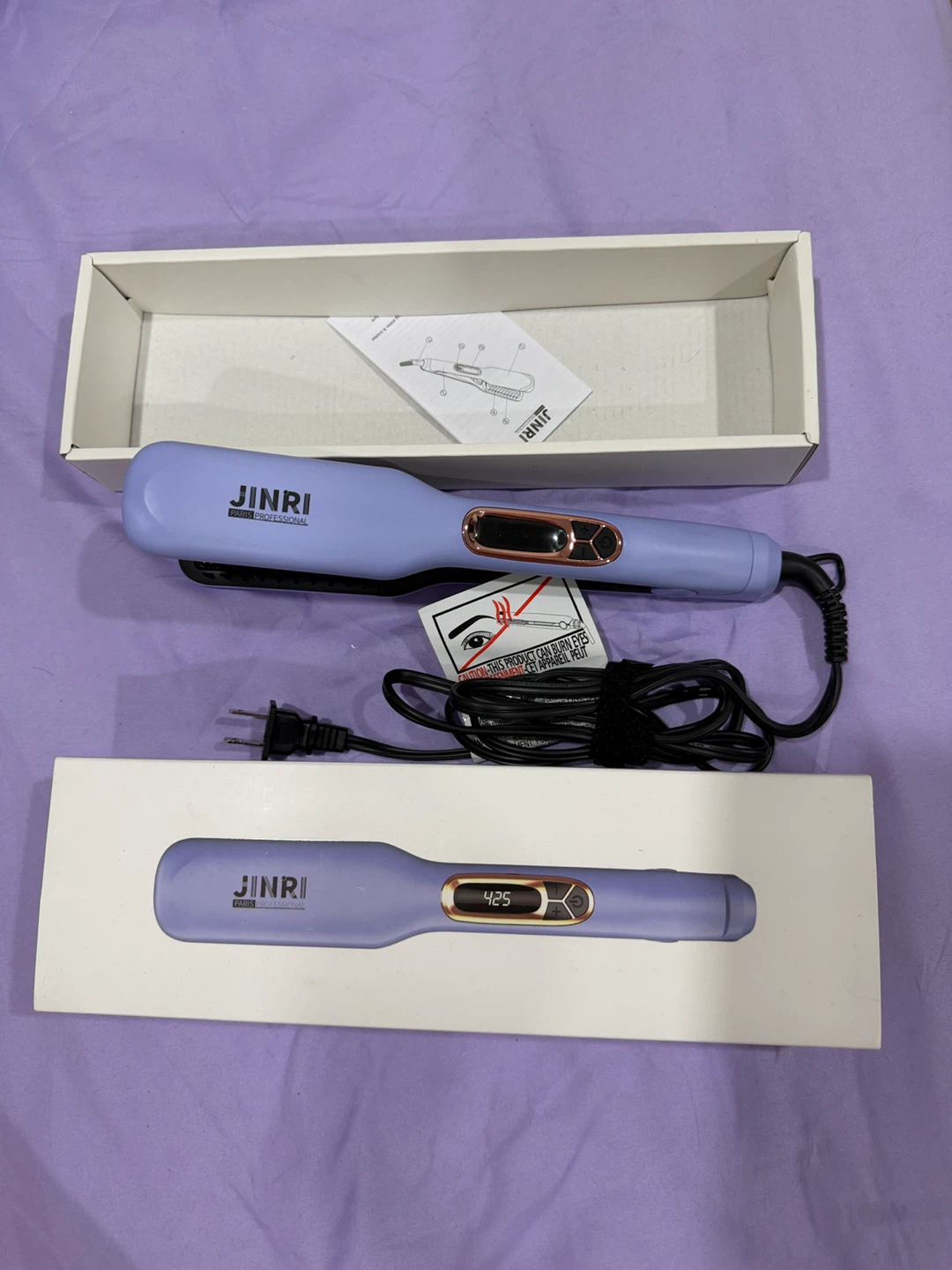 JINRI Professional Hair Straightener Brush - Purple - photo 3