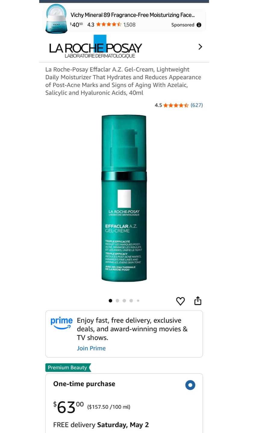 La Roche-Posay Effaclar A.Z. Gel-Cream for Adult Acne-Prone Skin - photo 4