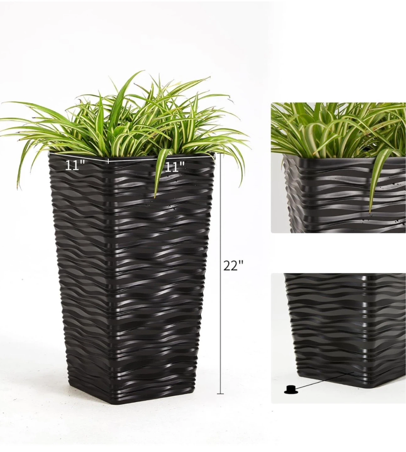 🌱  Worth Plastic Planter Pots Set of 2 - Black - photo 4