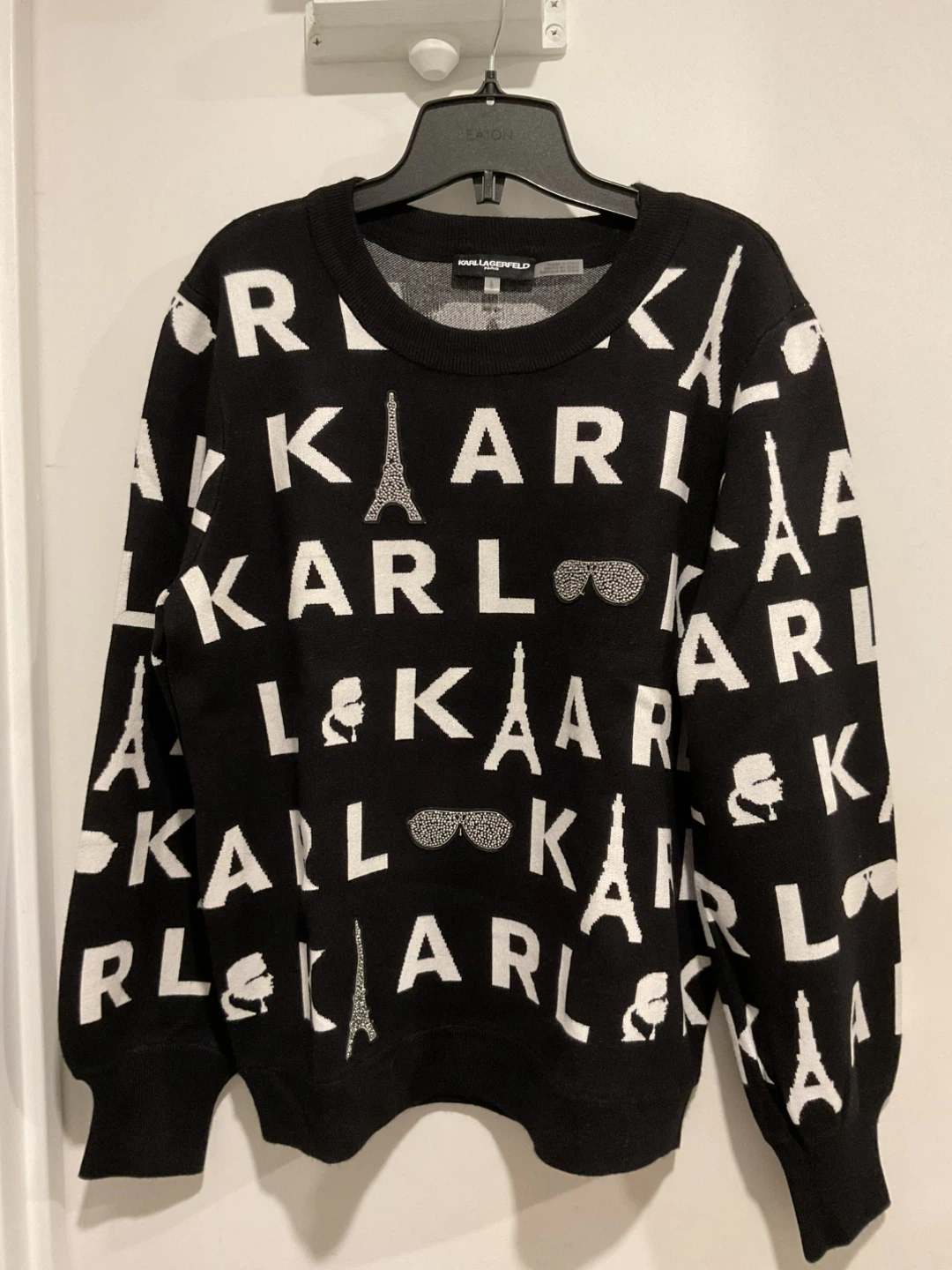 Karl Lagerfeld Paris Black & White Eiffel Tower Sweater