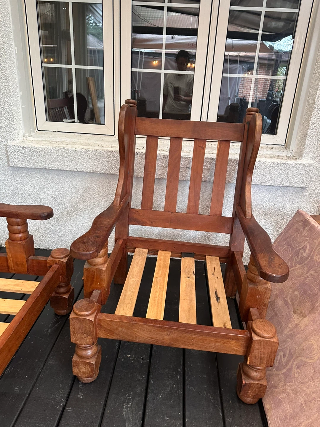 Wooden Bench and Armchair Set - photo 3