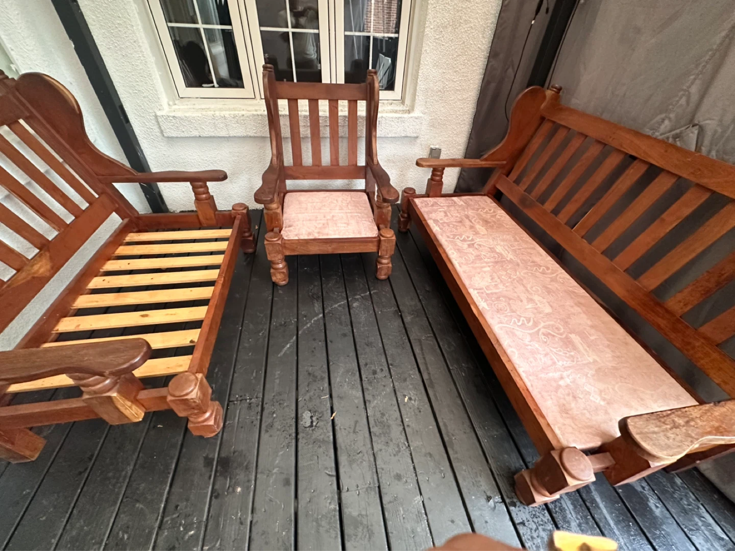 Wooden Bench and Armchair Set - photo 5