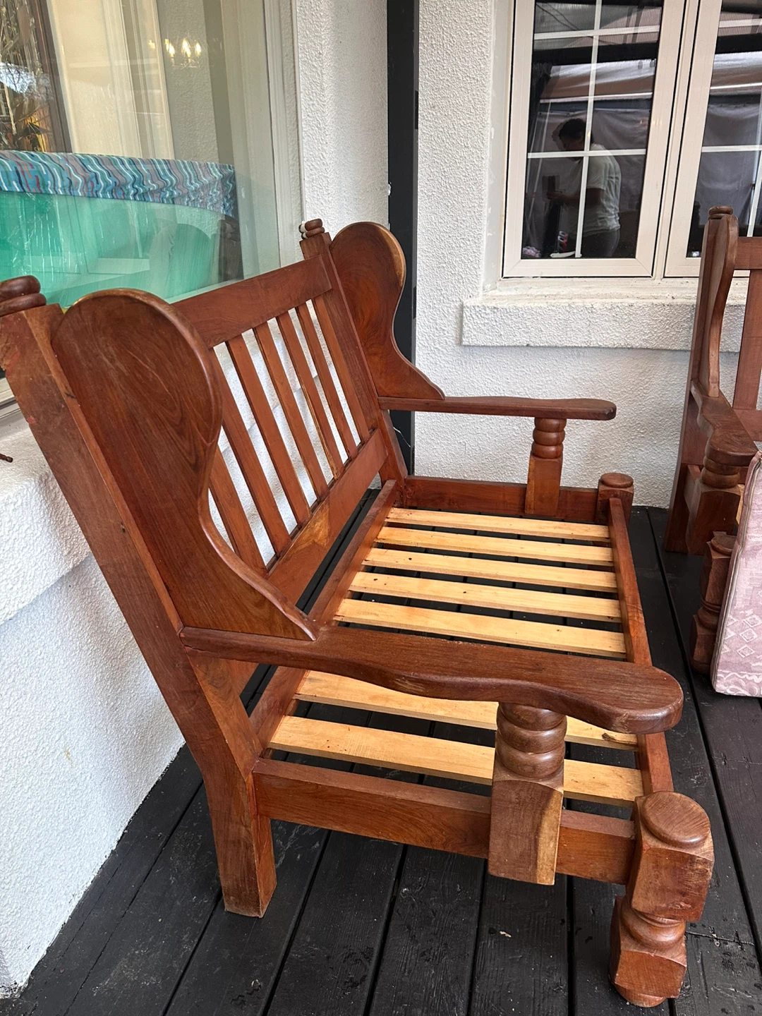 Wooden Bench and Armchair Set - photo 4