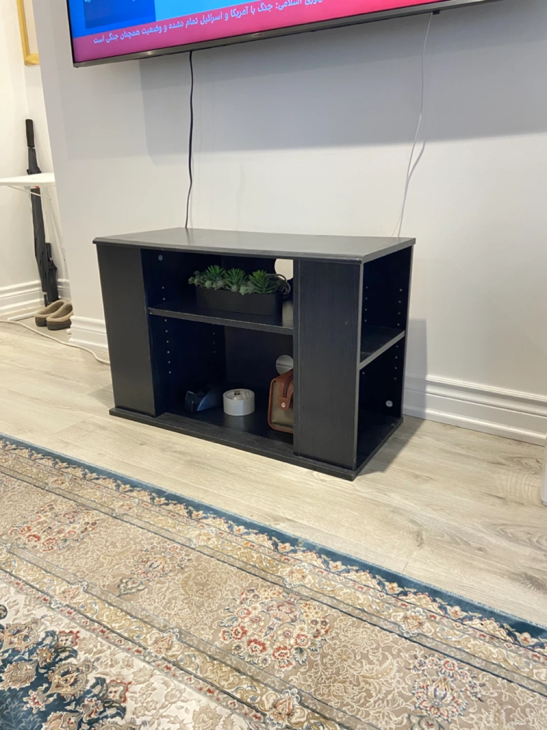 Black TV Stand with Shelves