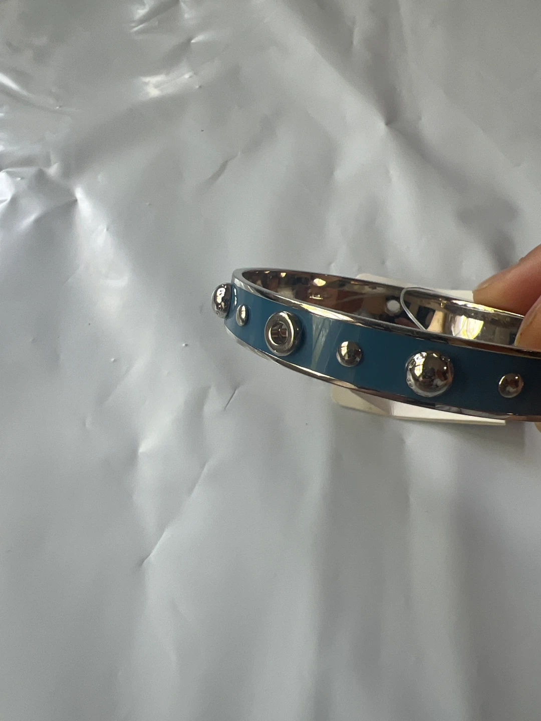 Coach Silver and Blue Studded Bangle - photo 3