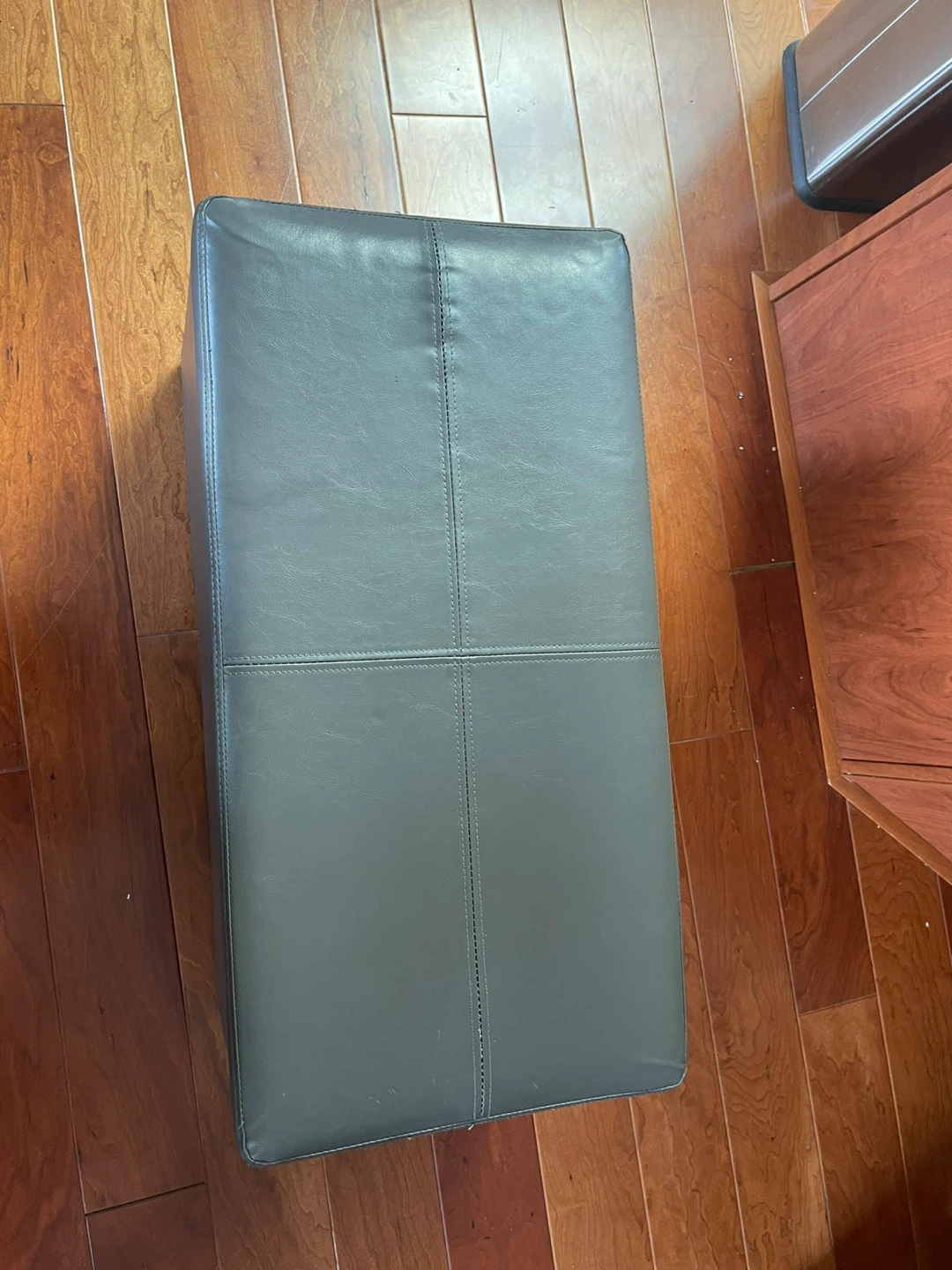 Green Faux Leather Storage Ottoman Bench