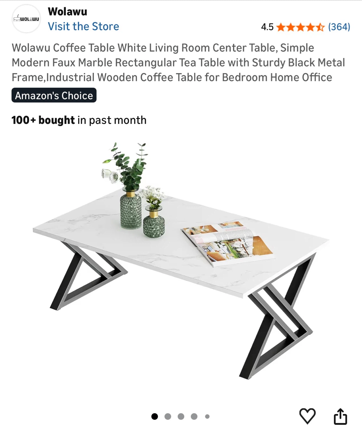 Wolawu White Marble Coffee Table - photo 2