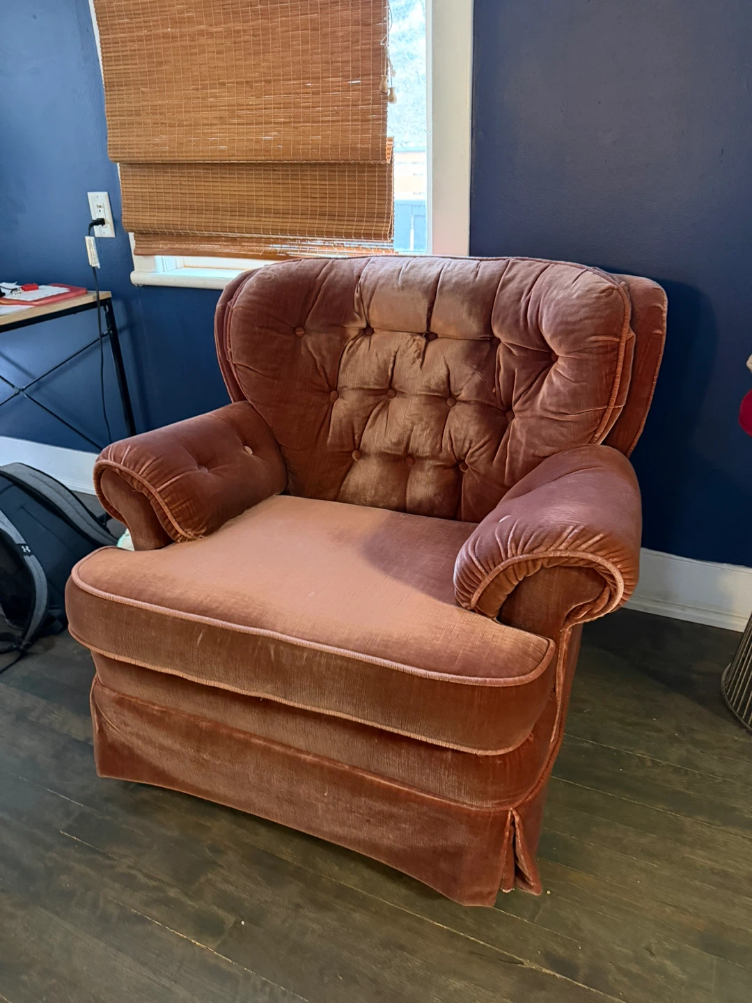 Vintage Rose Velvet Armchair
