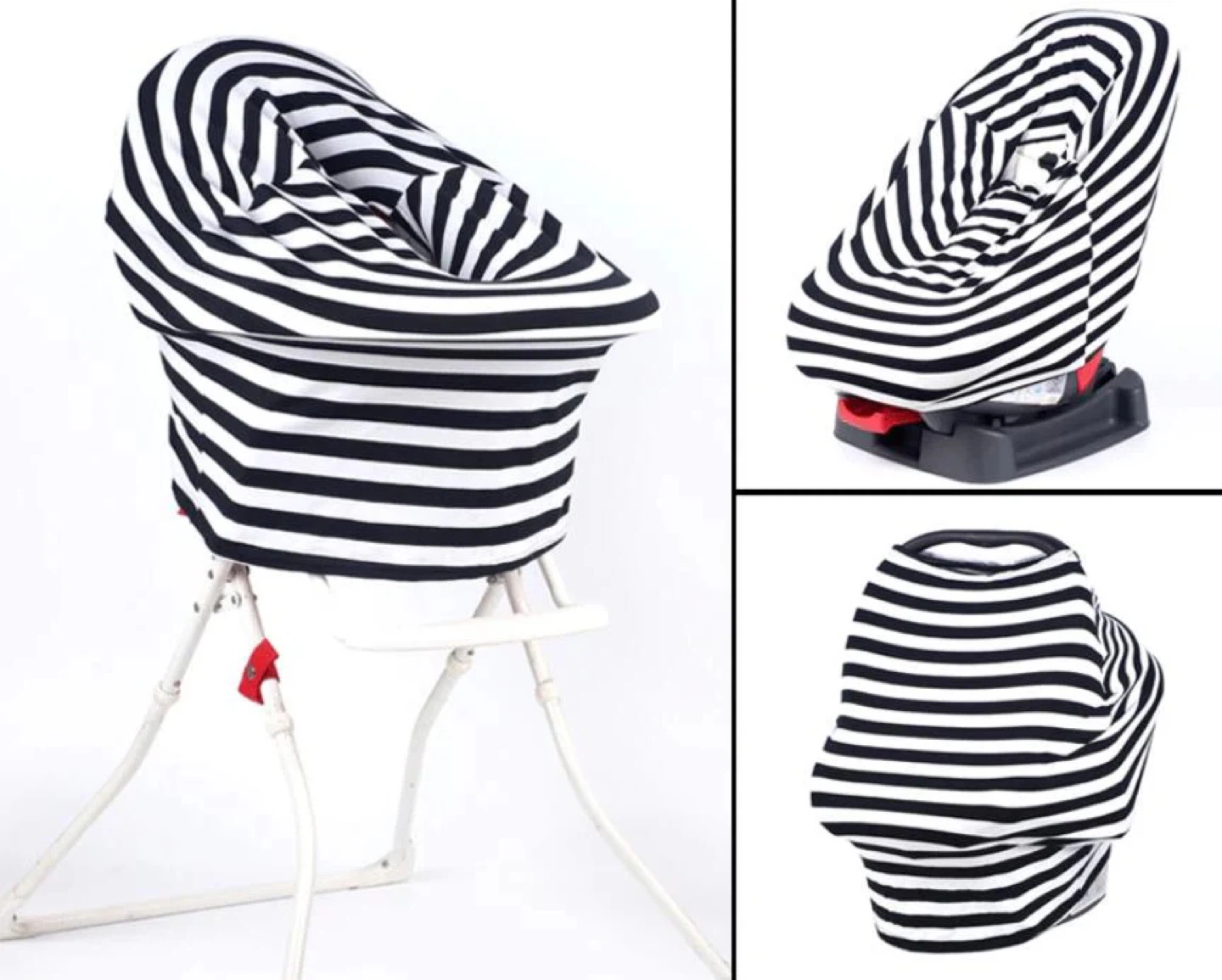 Nursing Cover/Car Seat Canopy - Black and White Striped - photo 2