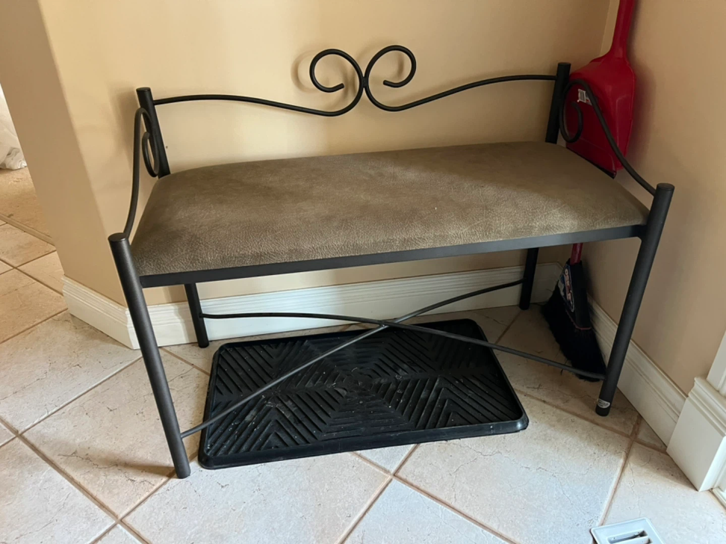 Metal Bench with Padded Seat