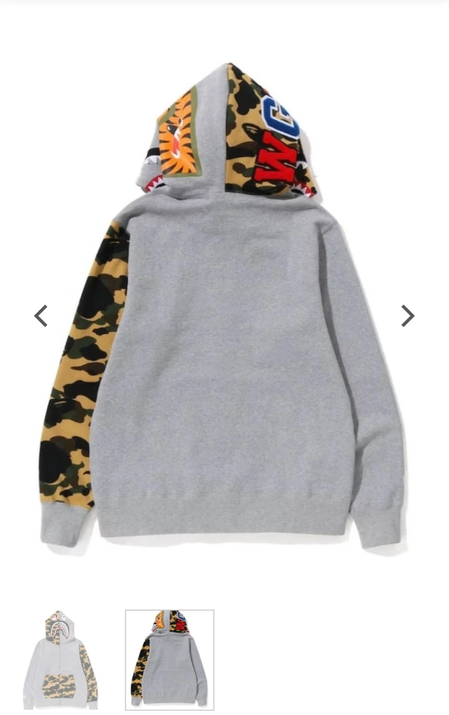 BAPE Full Zip Hoodie Shark Camo Grey Yellow - photo 3