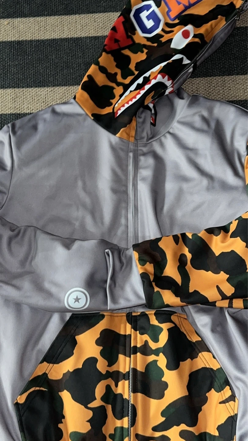 BAPE Full Zip Hoodie Shark Camo Grey Yellow - photo 2