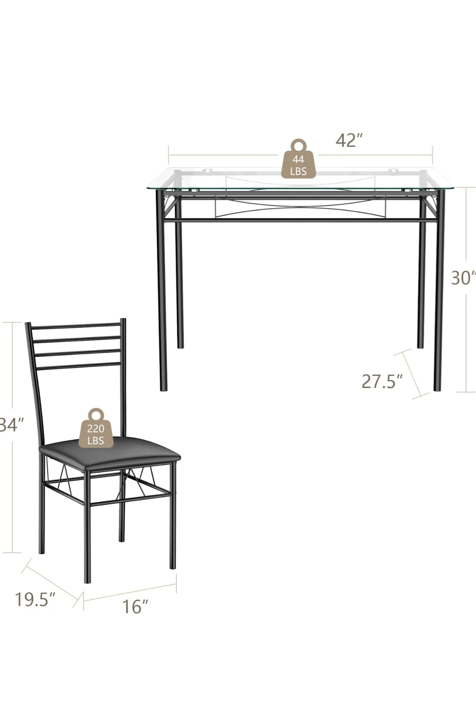 Glass Top Dining Table with 4 Chairs - photo 3