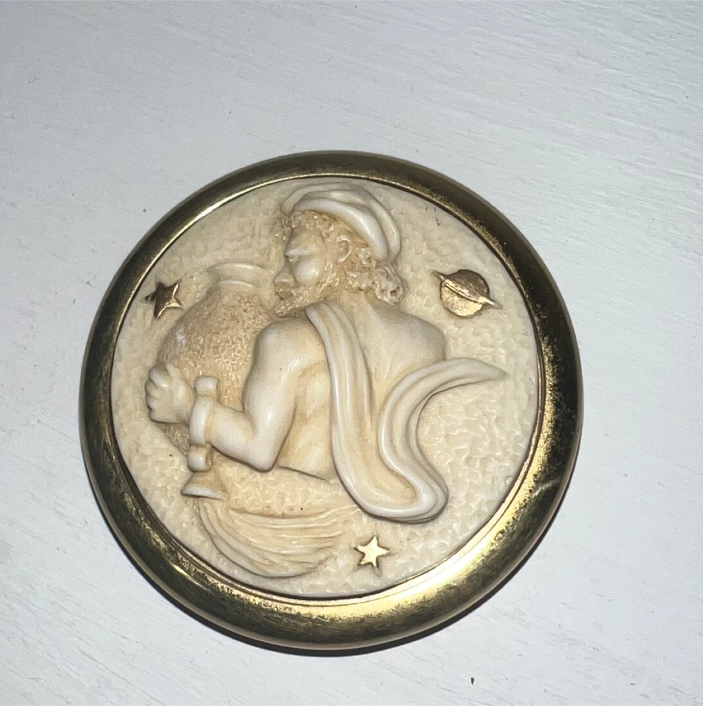 Vintage Aquarius Medallion with Solid Brass Casing