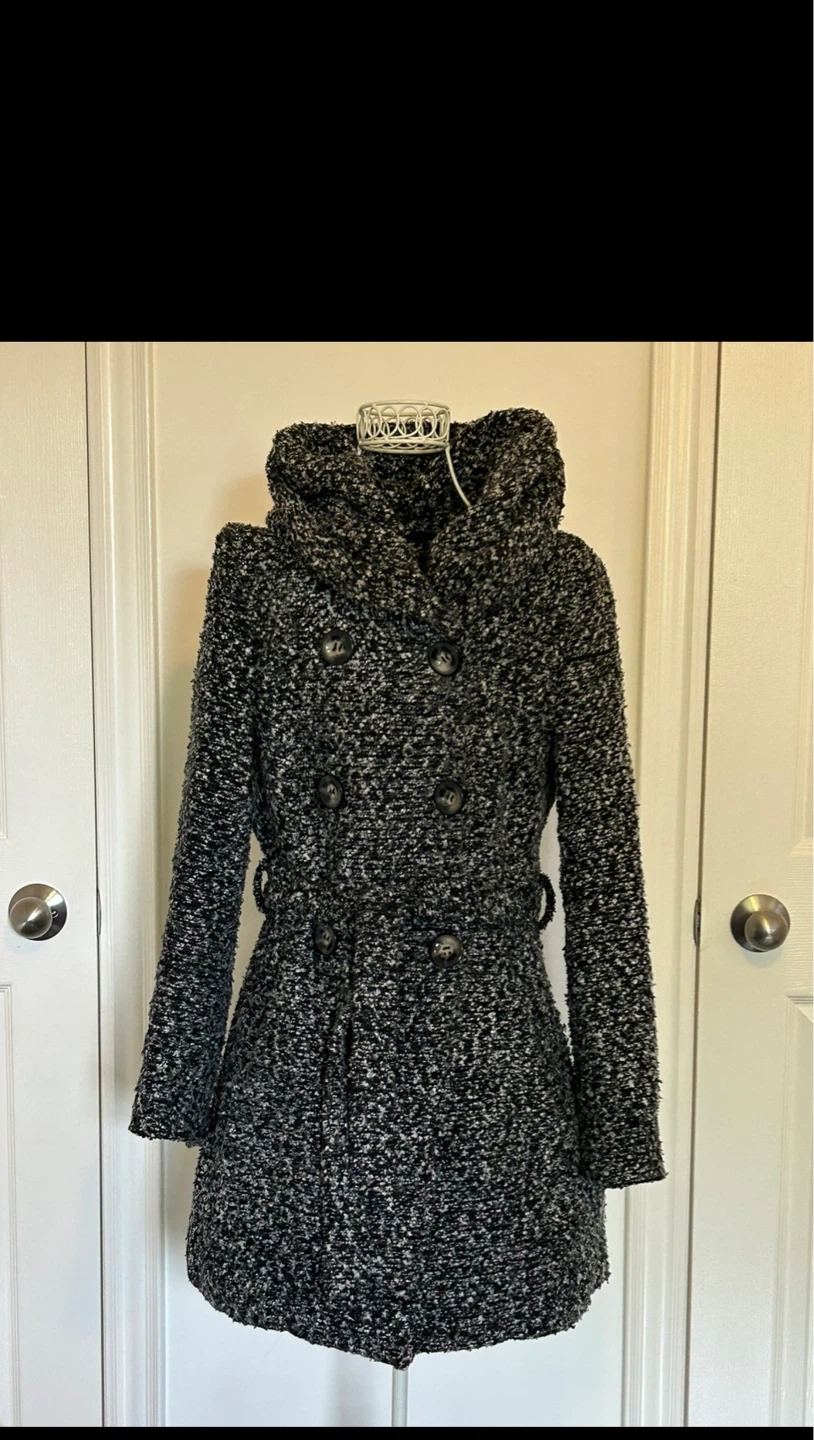 Beautiful Women's Black & White Hooded Coat-Reduced!