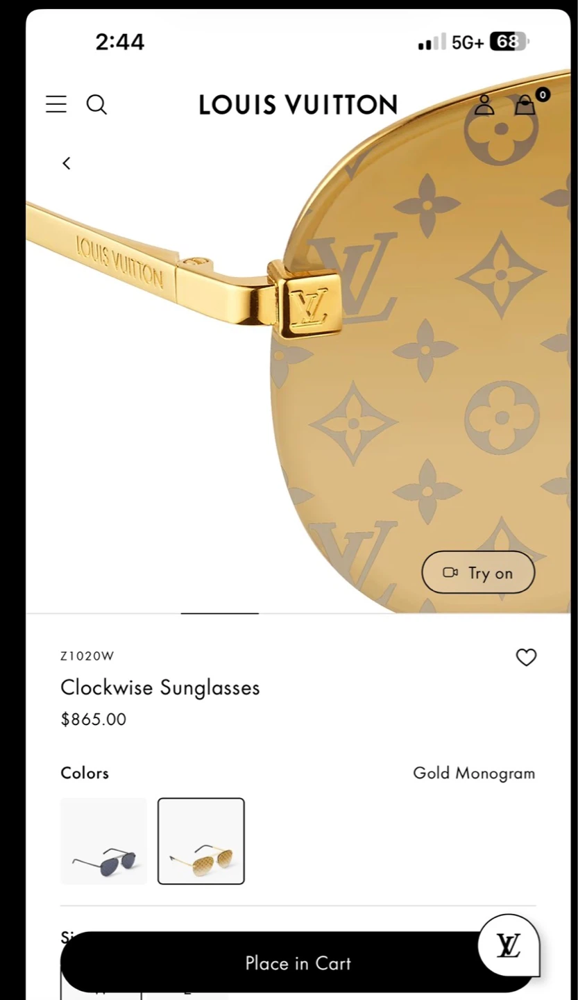 Louis Vuitton Clockwise Sunglasses - Gold Monogram - photo 2