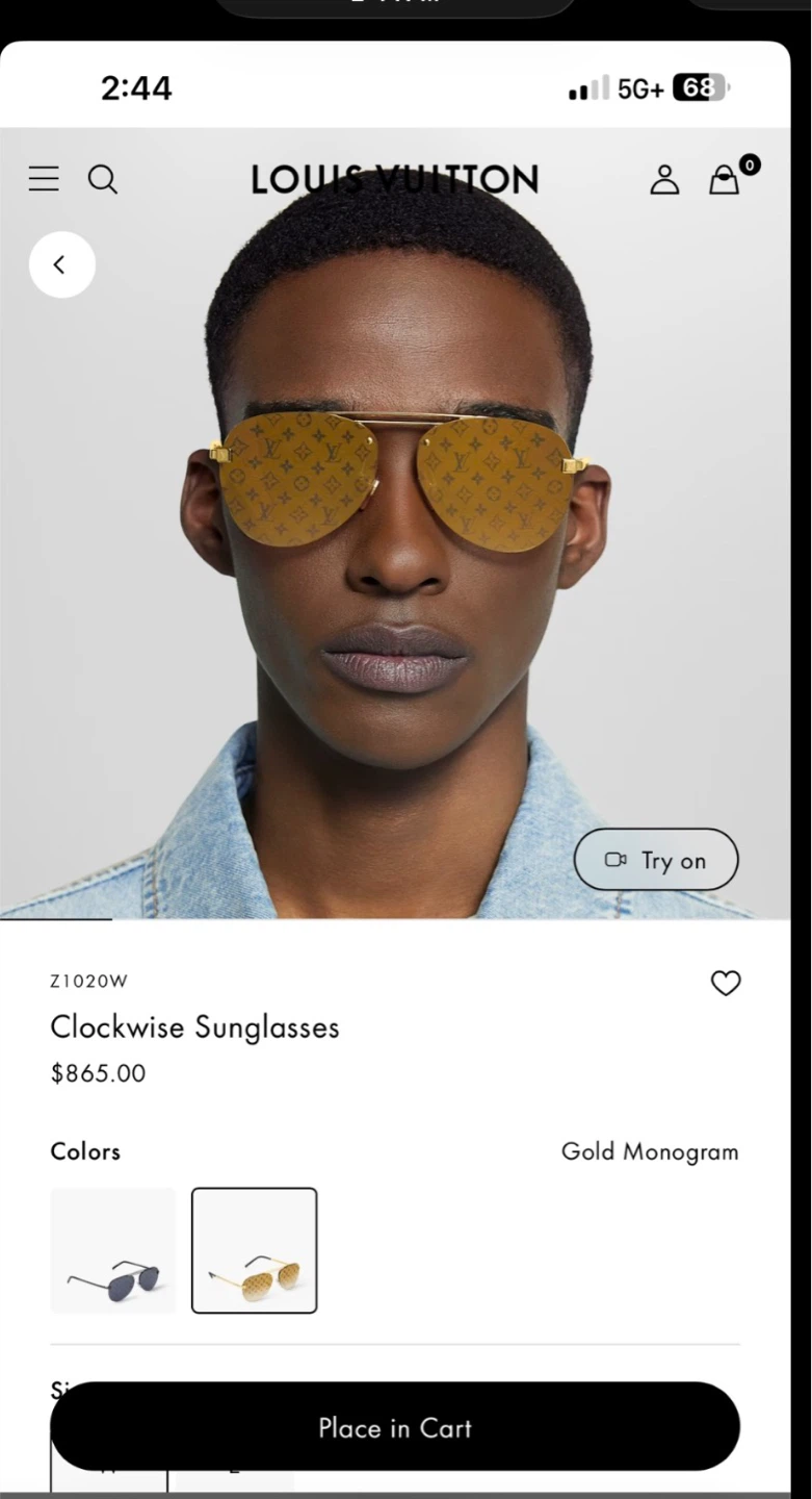 Louis Vuitton Clockwise Sunglasses - Gold Monogram
