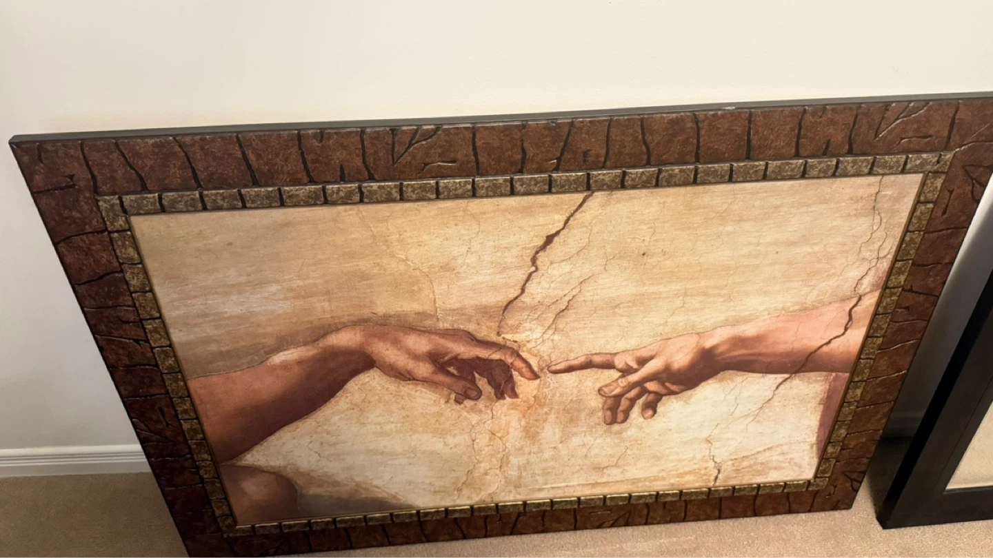 Framed "The Creation of Adam" Wall Art
