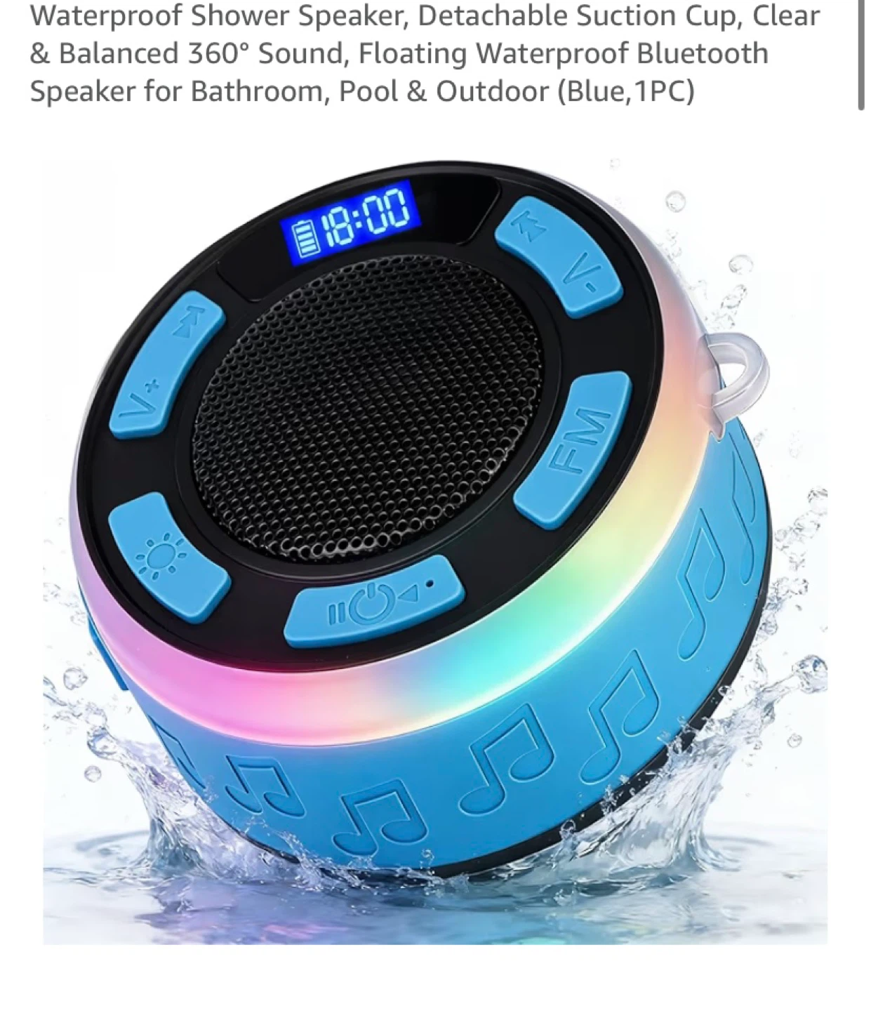 Waterproof Bluetooth Shower Speaker - Blue