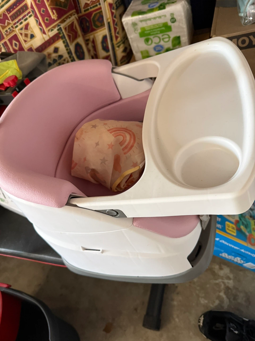 Pink and White Baby Booster Seat