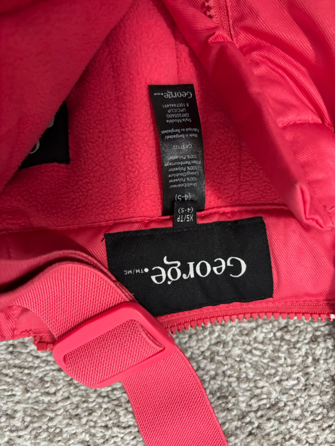 George Kids Snow Pants Bib Ski Pants Size 4-5 Red/pink