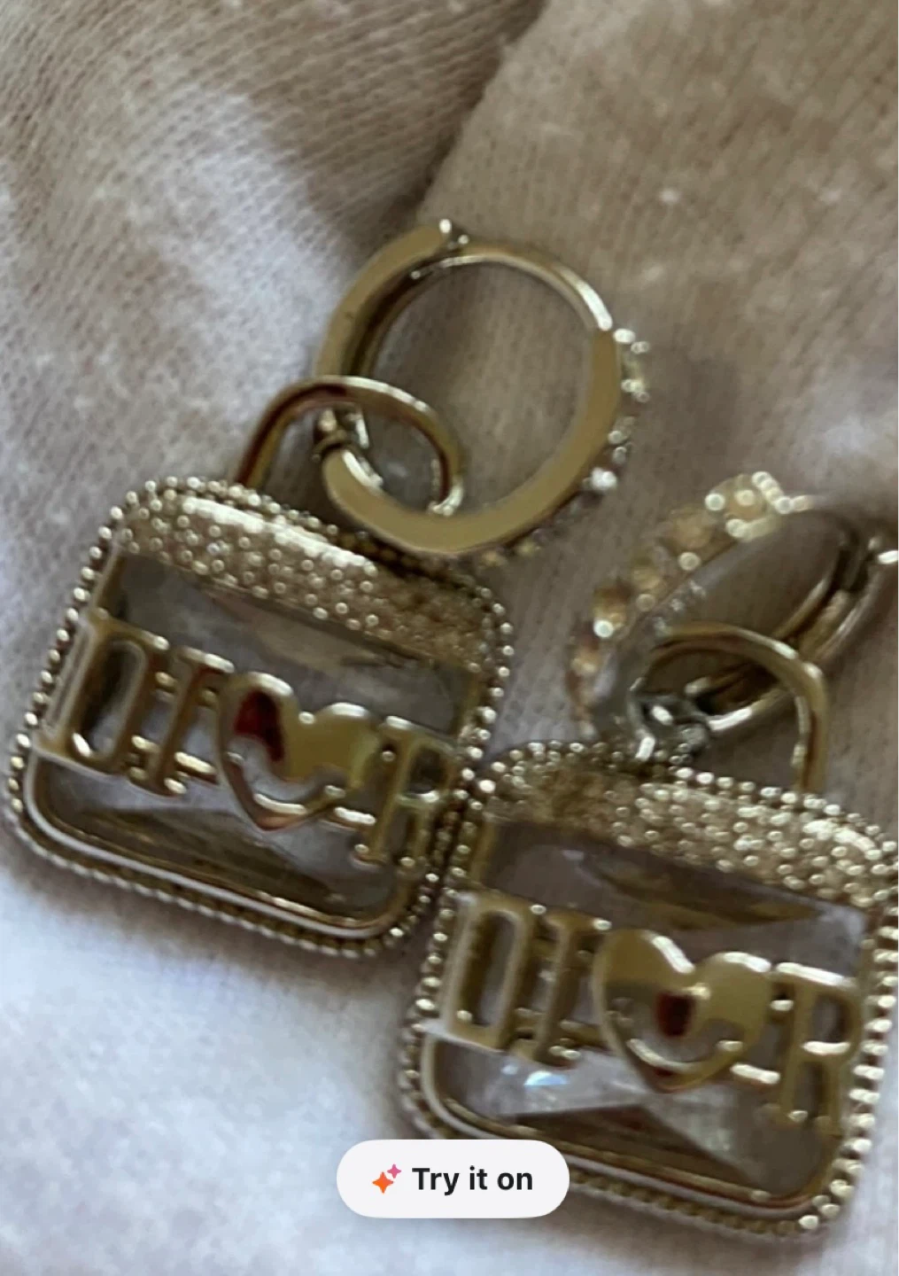 DIOR Lock Earrings with Crystals stamped 925 silver - photo 3