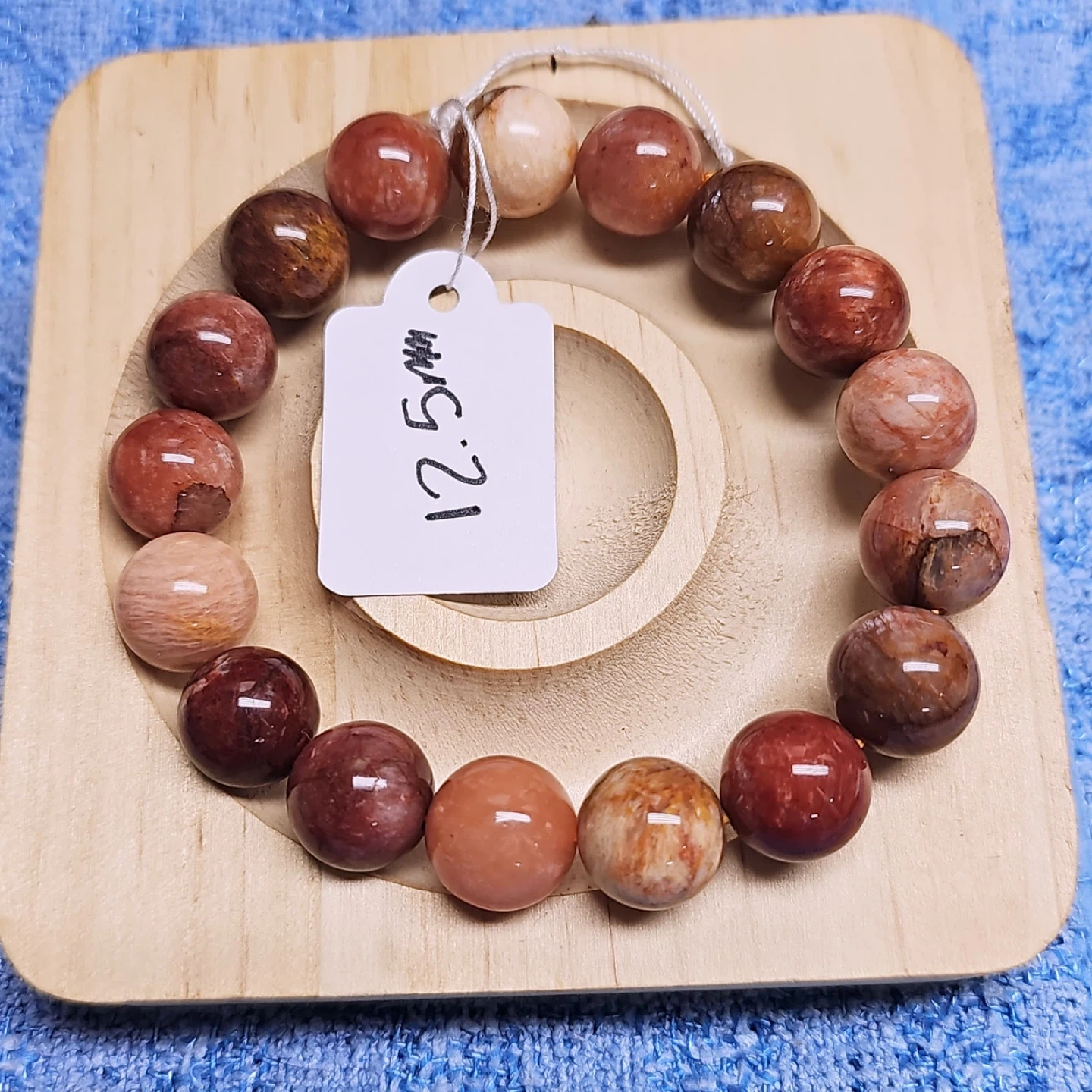 Natural Fossil Coral Beaded Bracelet 12.5mm - photo 2