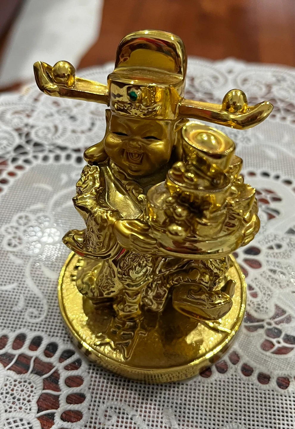 Gold Colored Wealth Buddha Figurine
