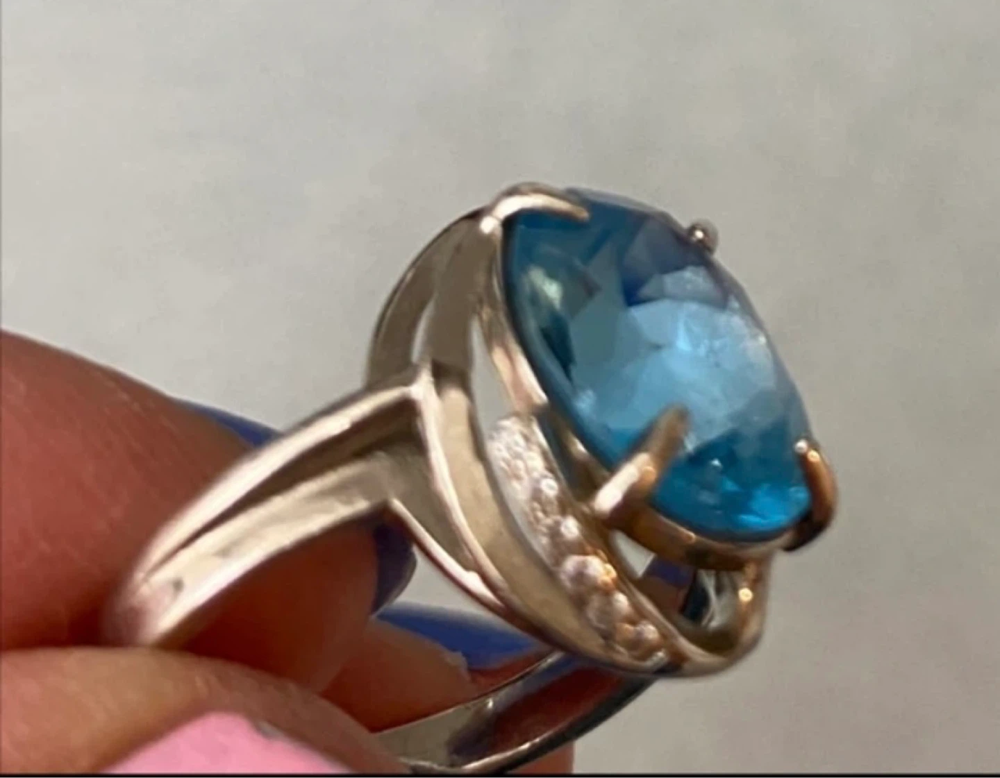 Sterling Silver Blue Topaz  Gemstone Ring 925 Silver - photo 4