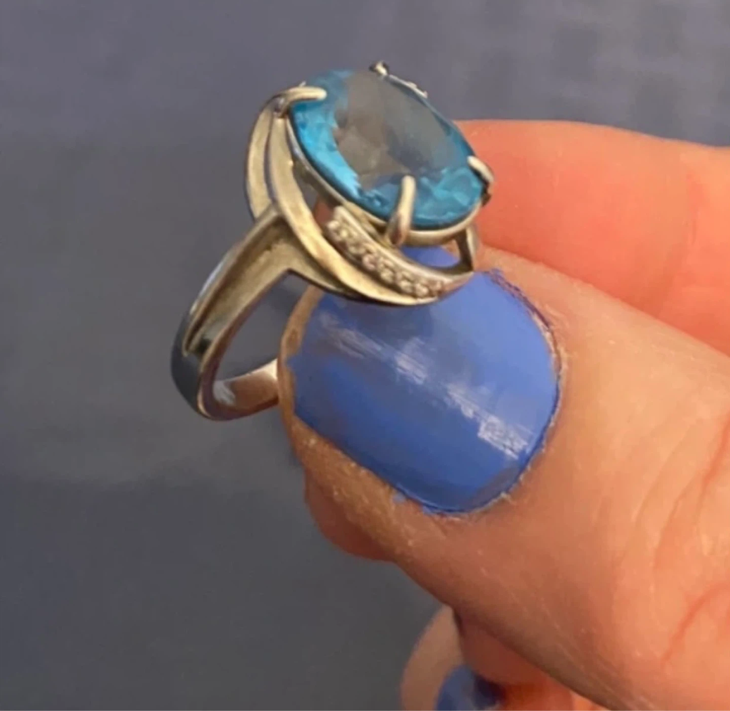 Sterling Silver Blue Topaz  Gemstone Ring 925 Silver - photo 3