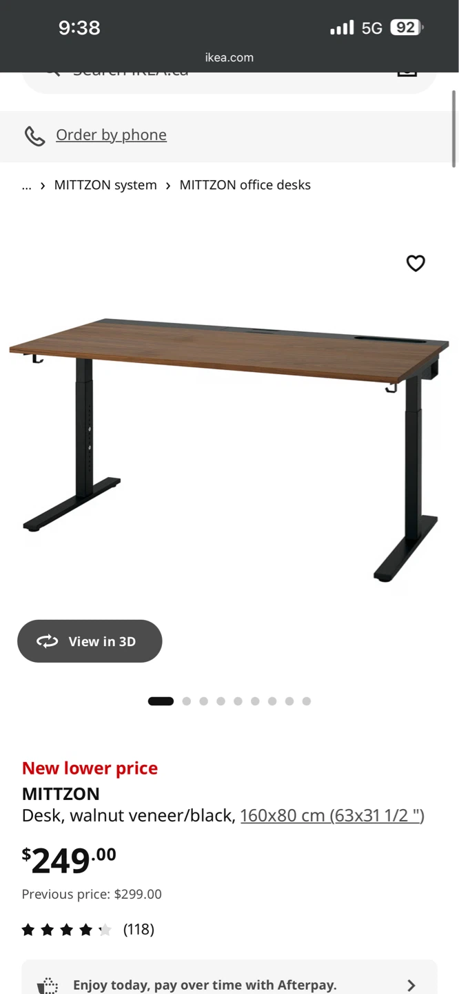 IKEA MITTZON Desk, Walnut Veneer/Black, 160x80 cm - photo 2