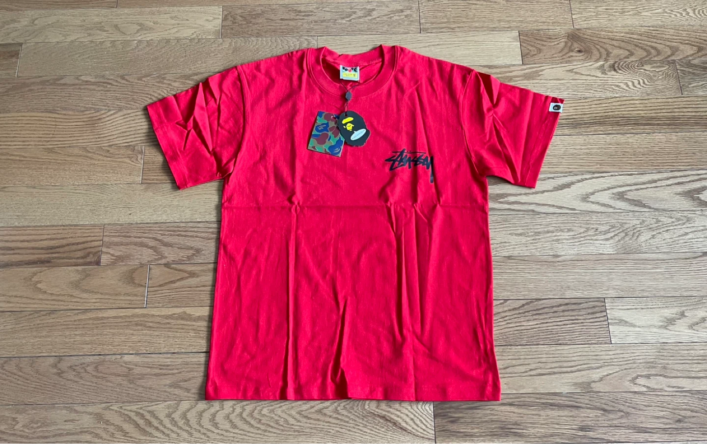Stussy x A Bathing Ape BAPE Red Graphic T-Shirt - photo 2
