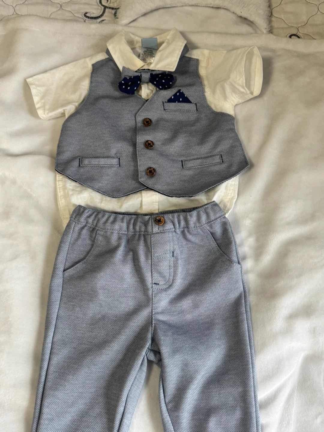 Baby Boy Formal Suit Bodysuit and Pants Set - photo 3
