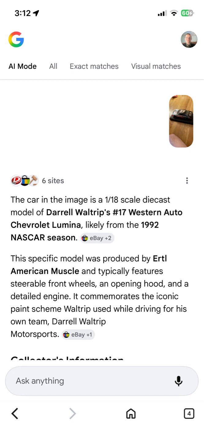 Darrell Waltrip 17 Western Auto Lumina 1/18 Scale Diecast NASCAR - photo 5