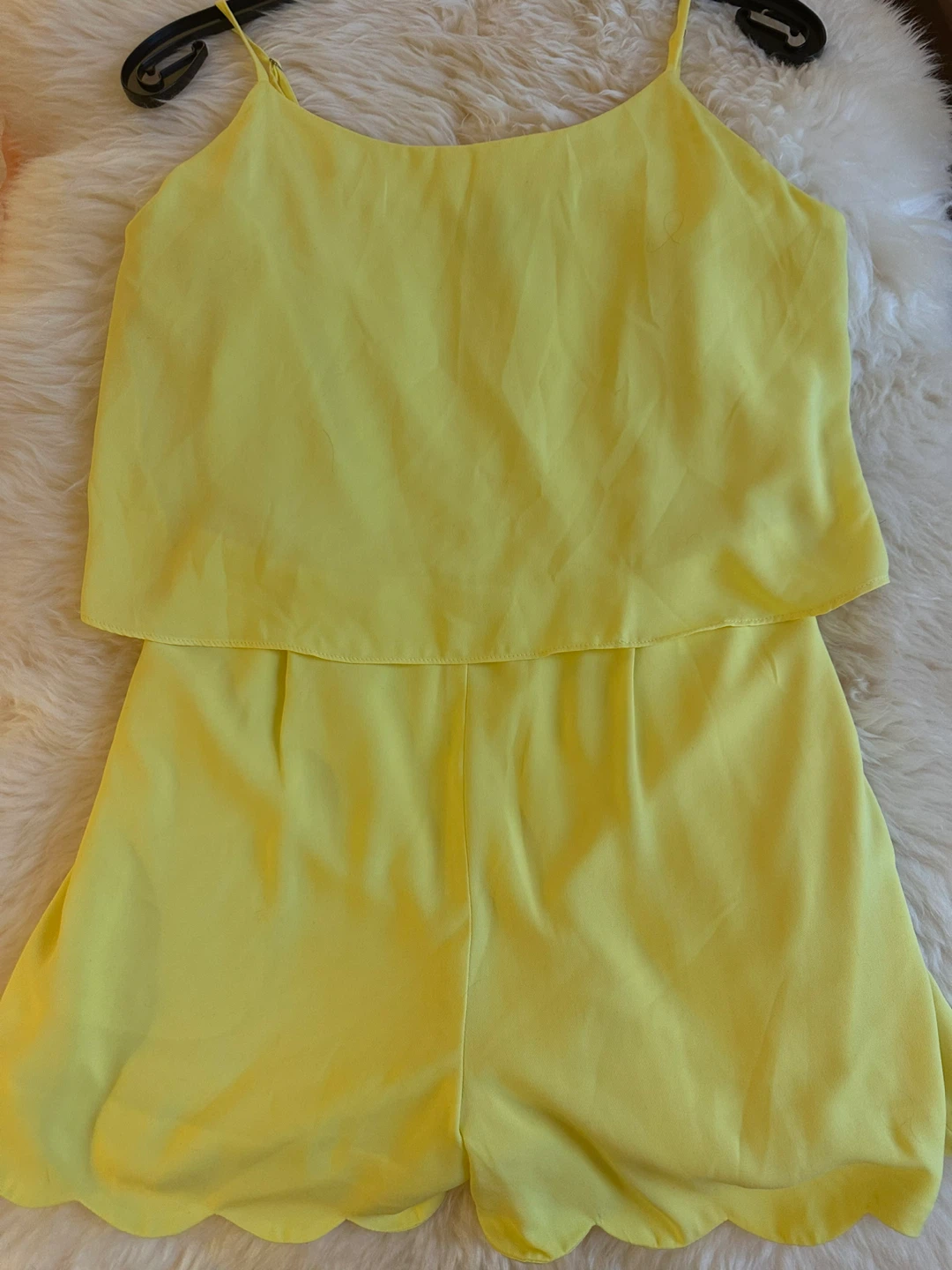 Yellow Scalloped Hem Romper