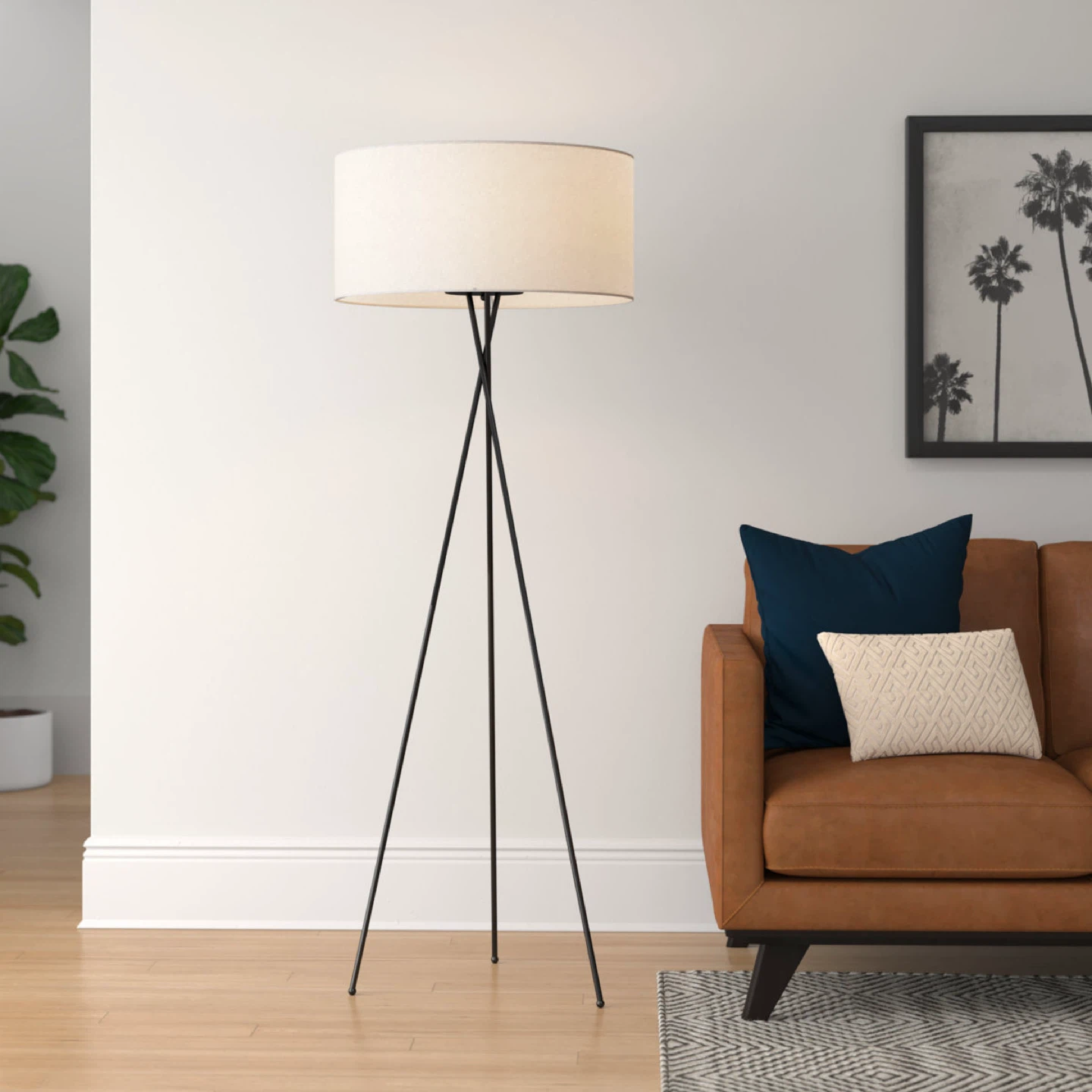 Modern 66'' Tripod Floor Lamp with Linen Shade - photo 3