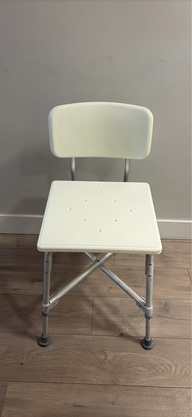 White Shower Chair with Back - photo 2