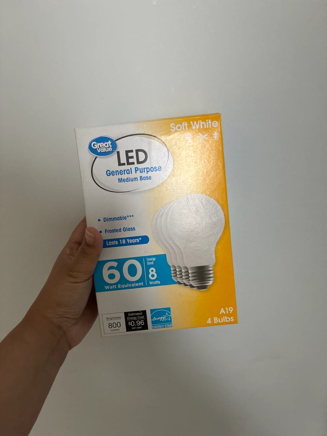 Great Value LED Soft White General Purpose Light Bulbs - 4 Pack