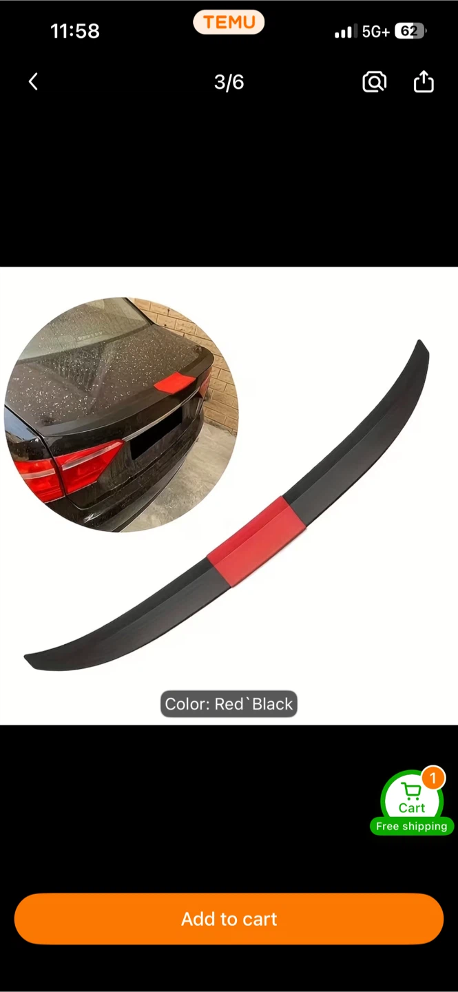 Universal Car Spoiler Red/Black - photo 3