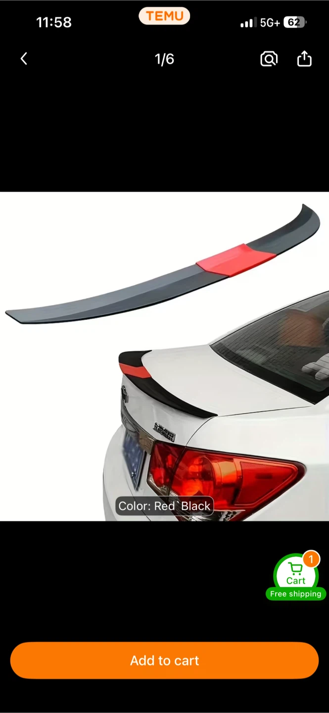 Universal Car Spoiler Red/Black