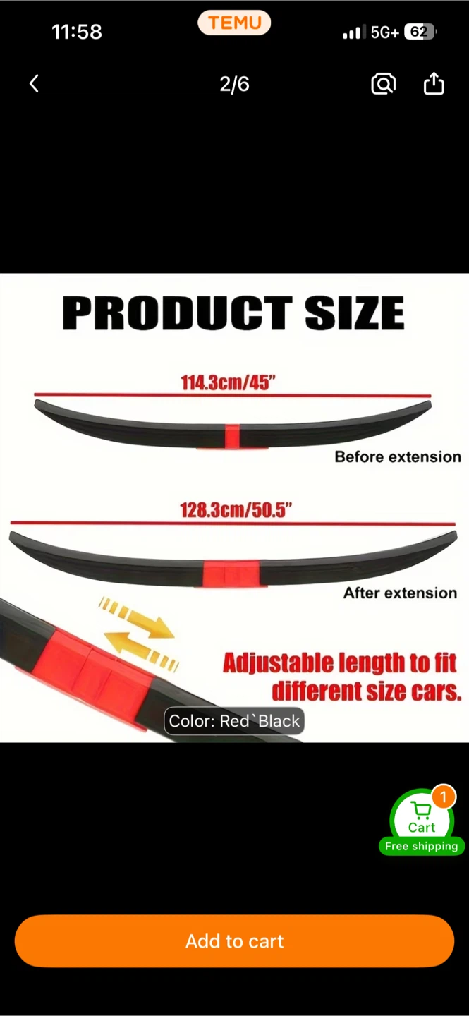 Universal Car Spoiler Red/Black - photo 2