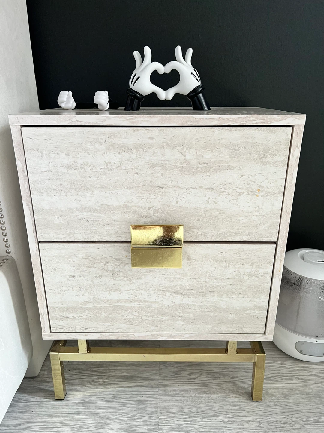 Set of Nightstand with Gold Hardware- 2 nightstands