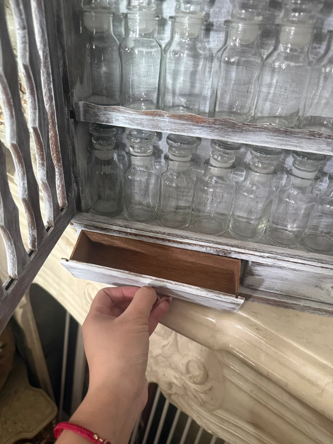 Vintage Wooden Spice Rack with Glass Jars - photo 4