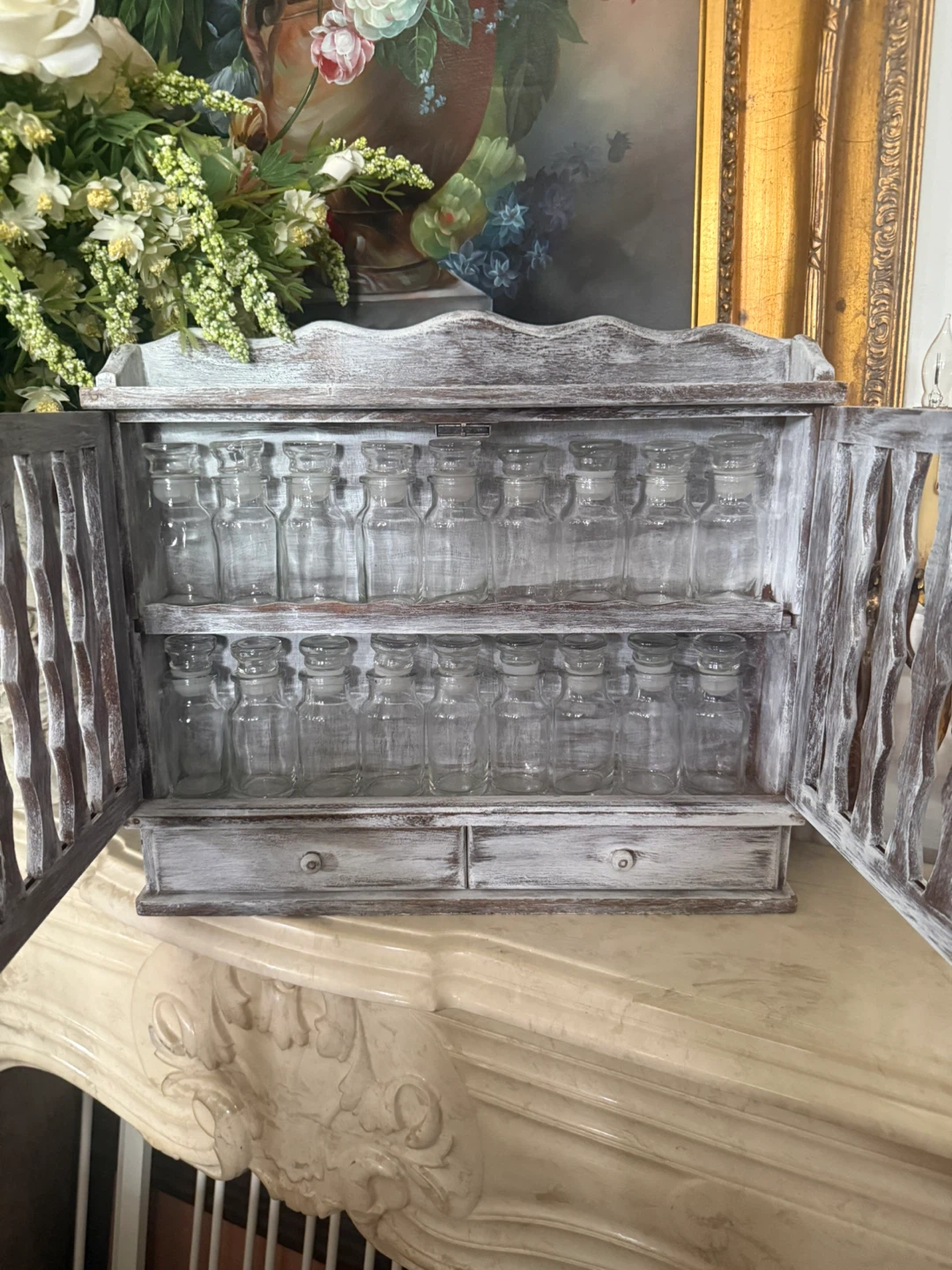 Vintage Wooden Spice Rack with Glass Jars - photo 3