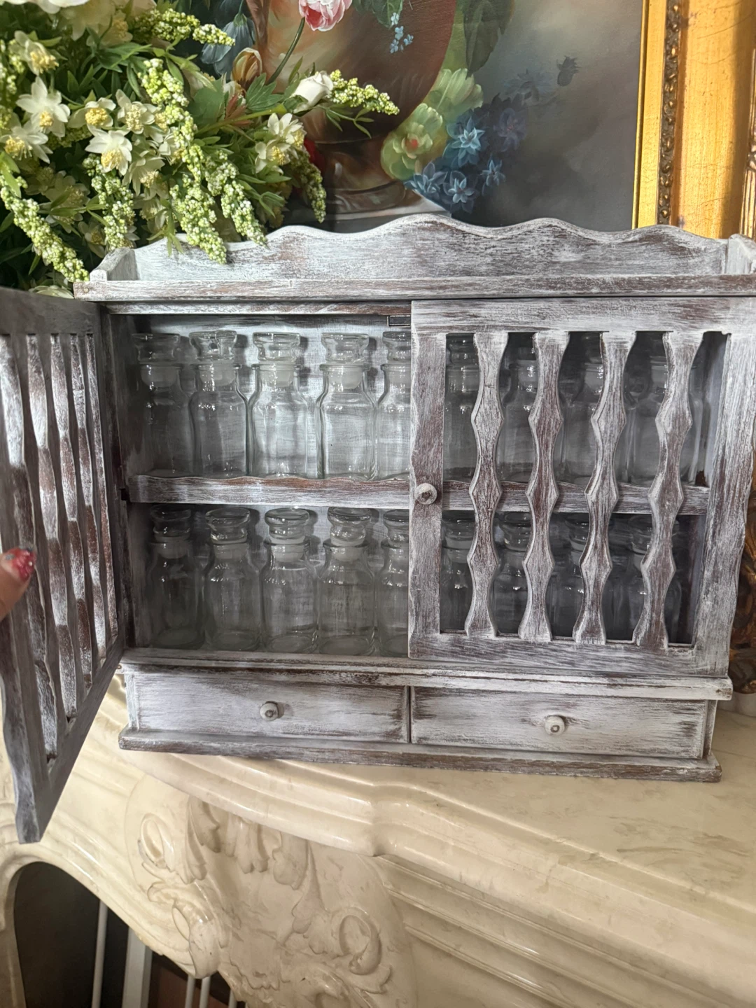 Vintage Wooden Spice Rack with Glass Jars - photo 2