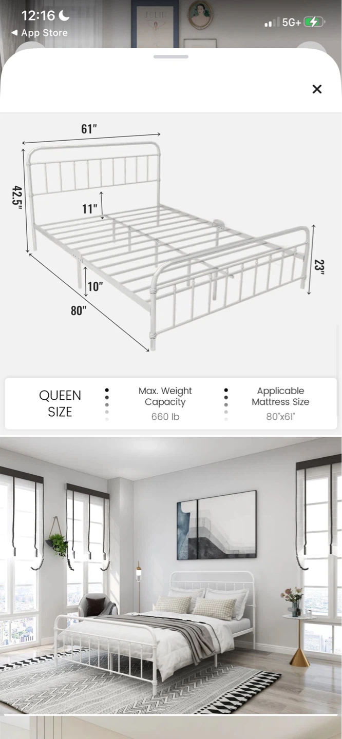 Queen bed and mattress - barely used - photo 3