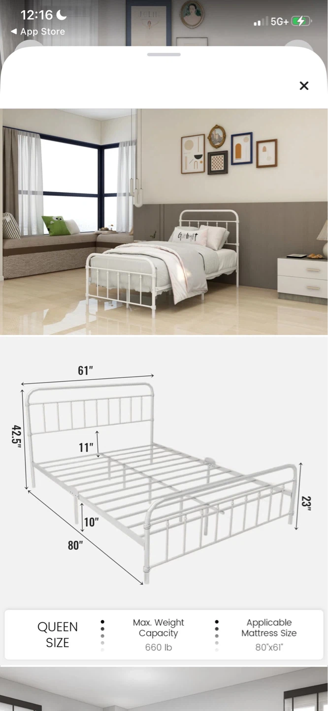 Queen bed and mattress - barely used - photo 2