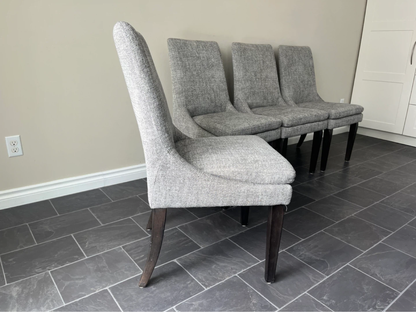 Set of 4 Grey Upholstered Dining Chairs - photo 3